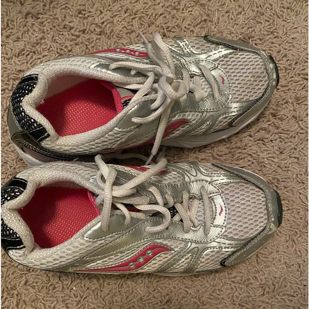 Brand new Saucony pink/white/black/grey sneakers. Kids size 4.5w
